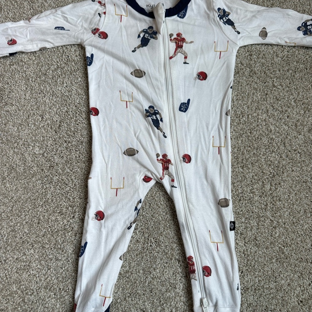 Kyte BABY Football Zippered Footies One Piece